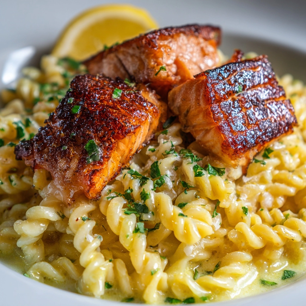 Salmon Bites with Lemon Butter Orzo Recipe - Recipe Image