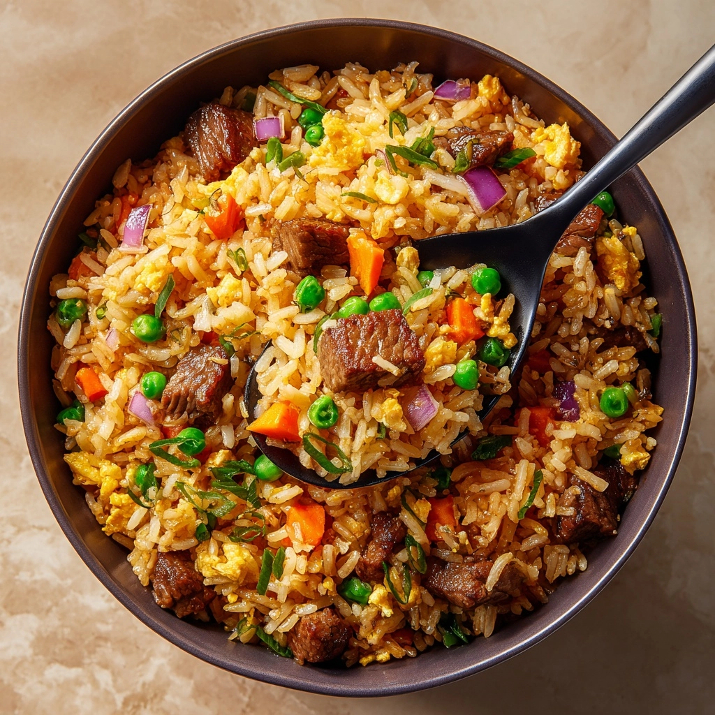 Onion Beef Fried Rice Recipe - Recipe Image