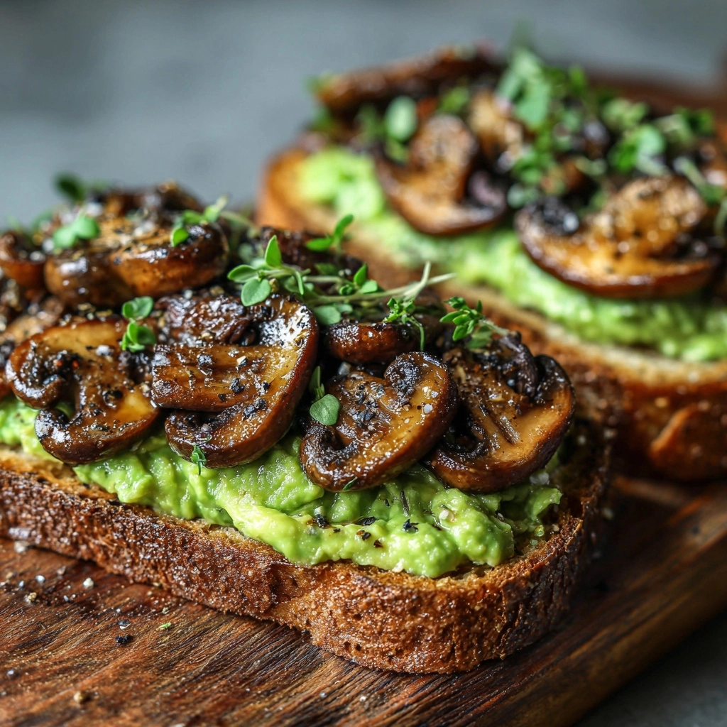 Avocado Garlicky Mushroom Toast Recipe - Recipe Image