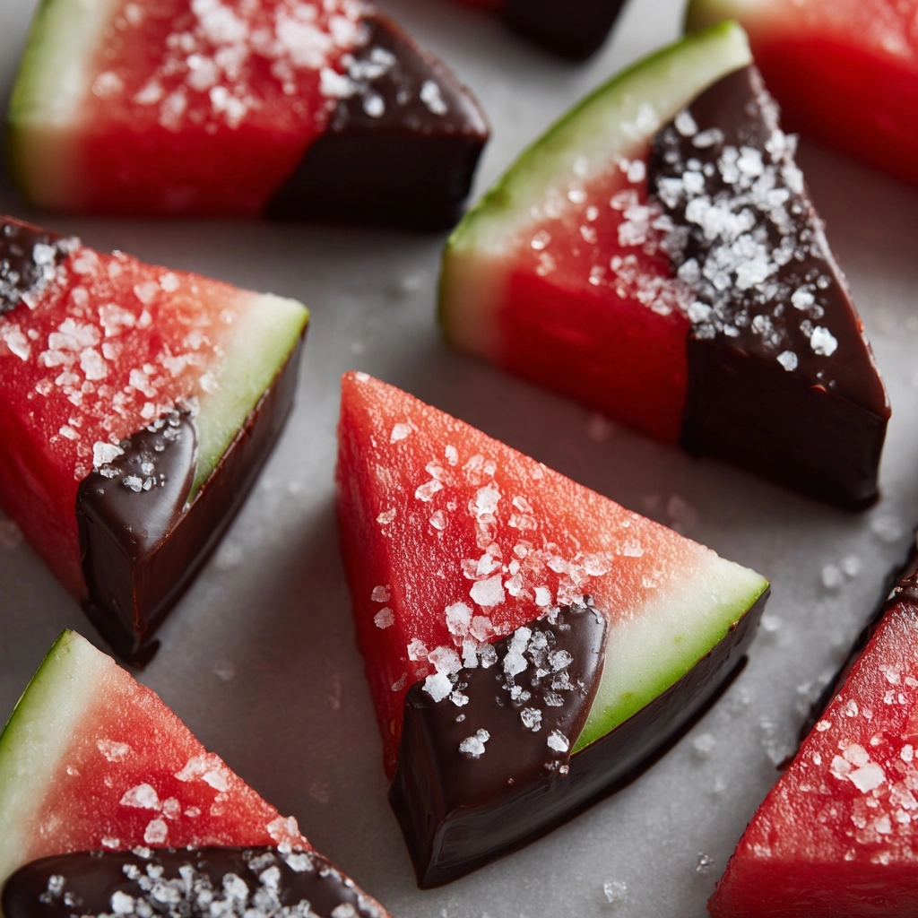 Sea Salt Dark Chocolate Watermelon Slices Recipe - Recipe Image