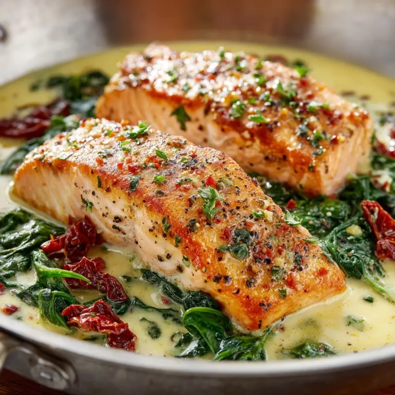 Creamy Garlic Butter Tuscan Salmon Recipe