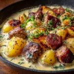 One-Pan Creamy Meat & Potato Skillet Recipe