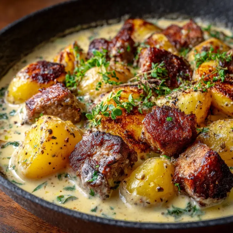One-Pan Creamy Meat & Potato Skillet Recipe