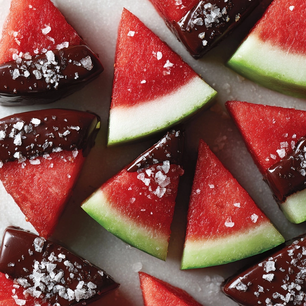 Sea Salt Dark Chocolate Watermelon Slices Recipe - Recipe Image