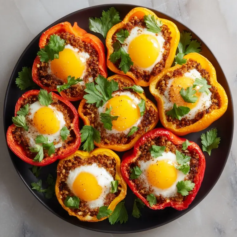Baked Eggs in Bell Pepper Rings Recipe