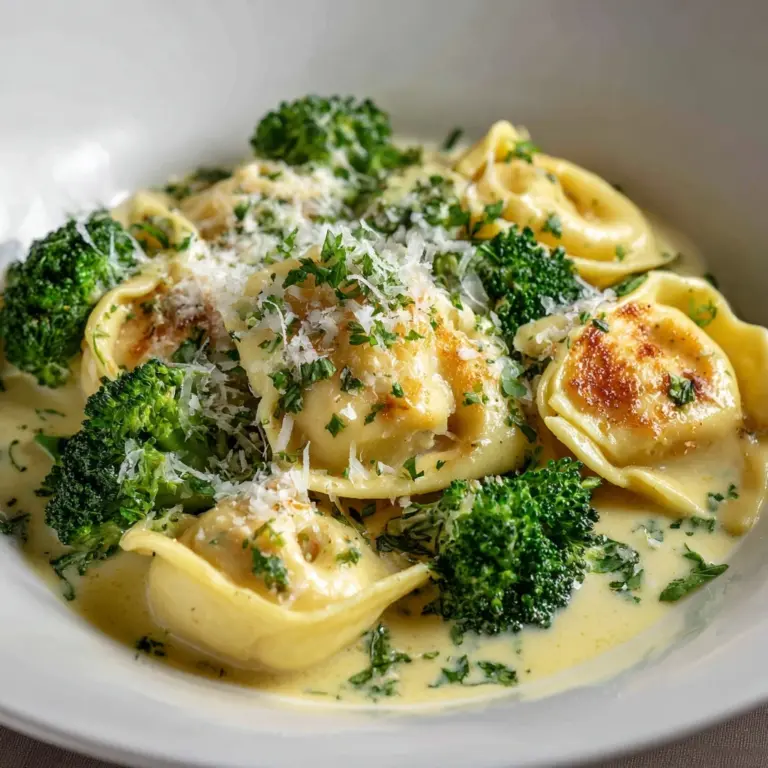 Creamy Garlic Parmesan Tortellini with Chicken & Broccoli Recipe