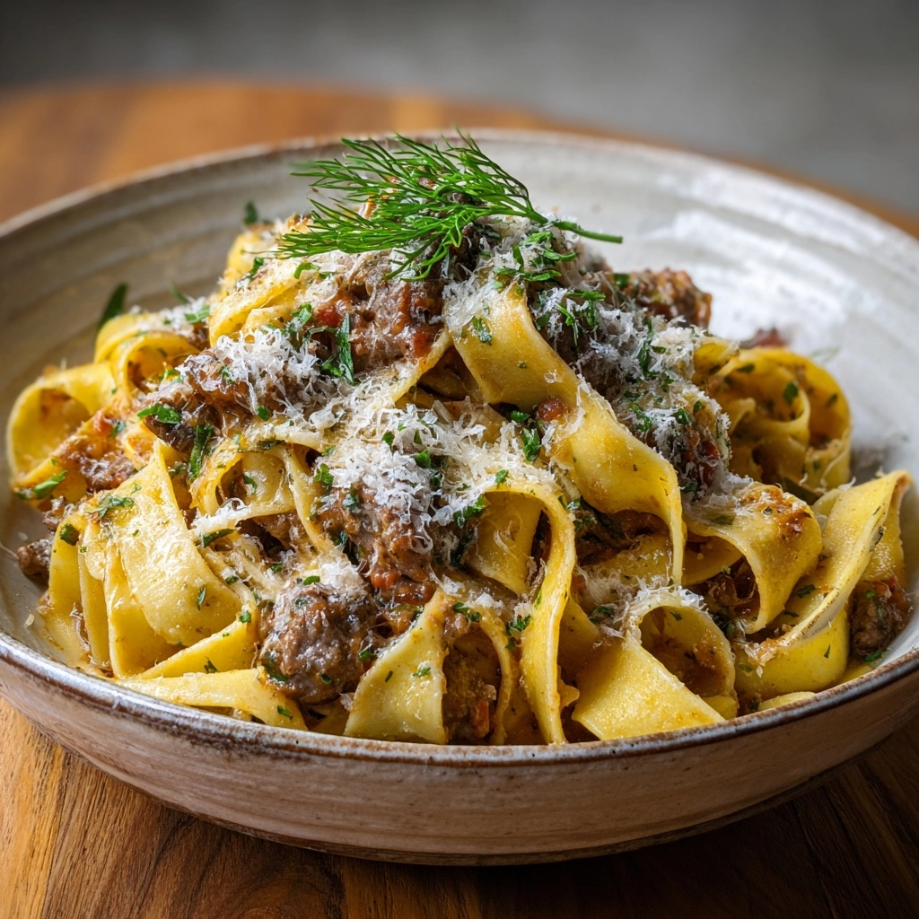 Creamy Calabrian Chili Pappardelle with Beef Sausage & Fennel Recipe - Recipe Image