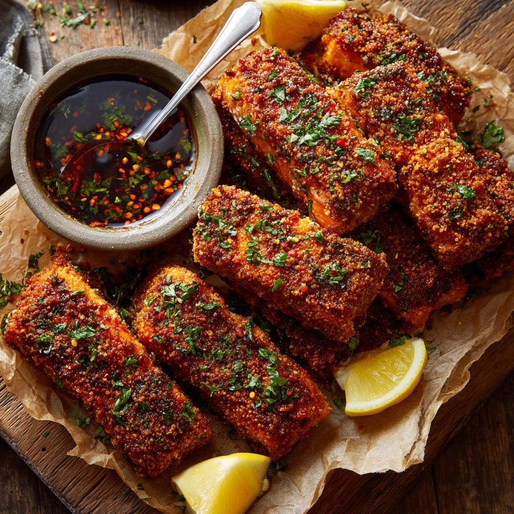 Crispy Hot Honey Salmon Tenders Recipe - Recipe Image