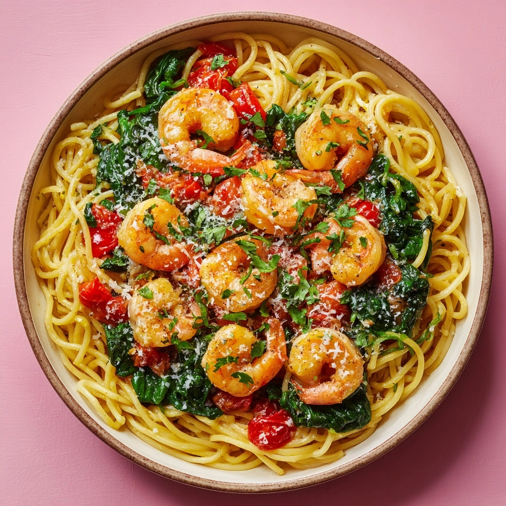 Tomato Spinach Shrimp Pasta: A Wonderful Ultimate Recipe - Recipe Image