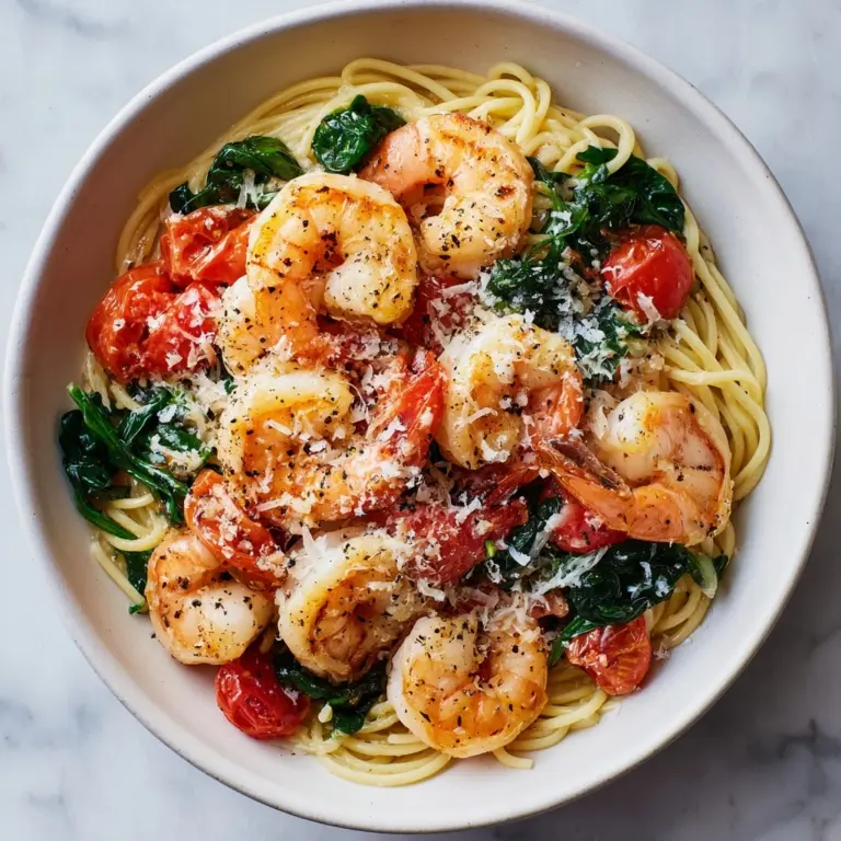 Tomato Spinach Shrimp Pasta Recipe