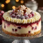 Christmas Cheesecake (Cranberry Jam White Chocolate Mousse Cheesecake) Recipe