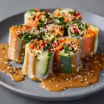 Hearty Veggie Rolls with Peanut Sauce Recipe