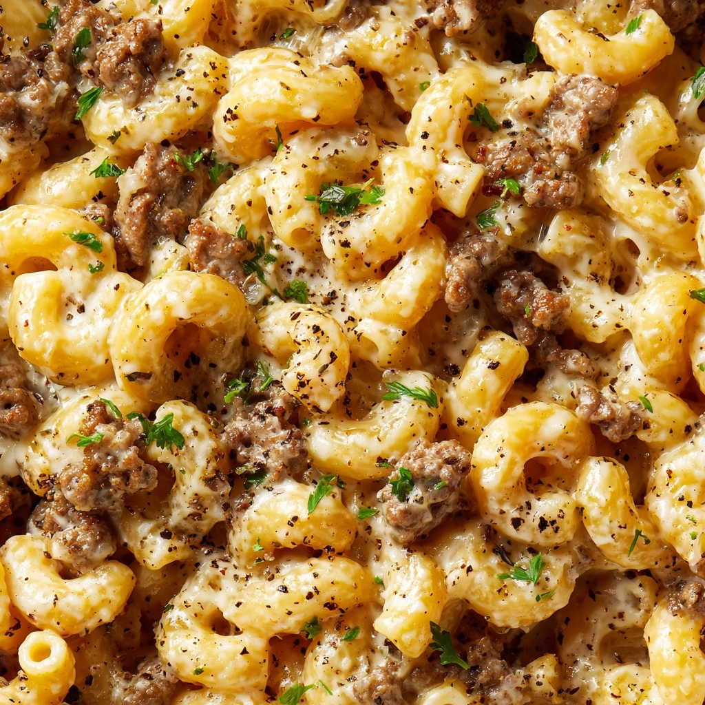 Creamy Ground Beef Alfredo Pasta Recipe - Recipe Image