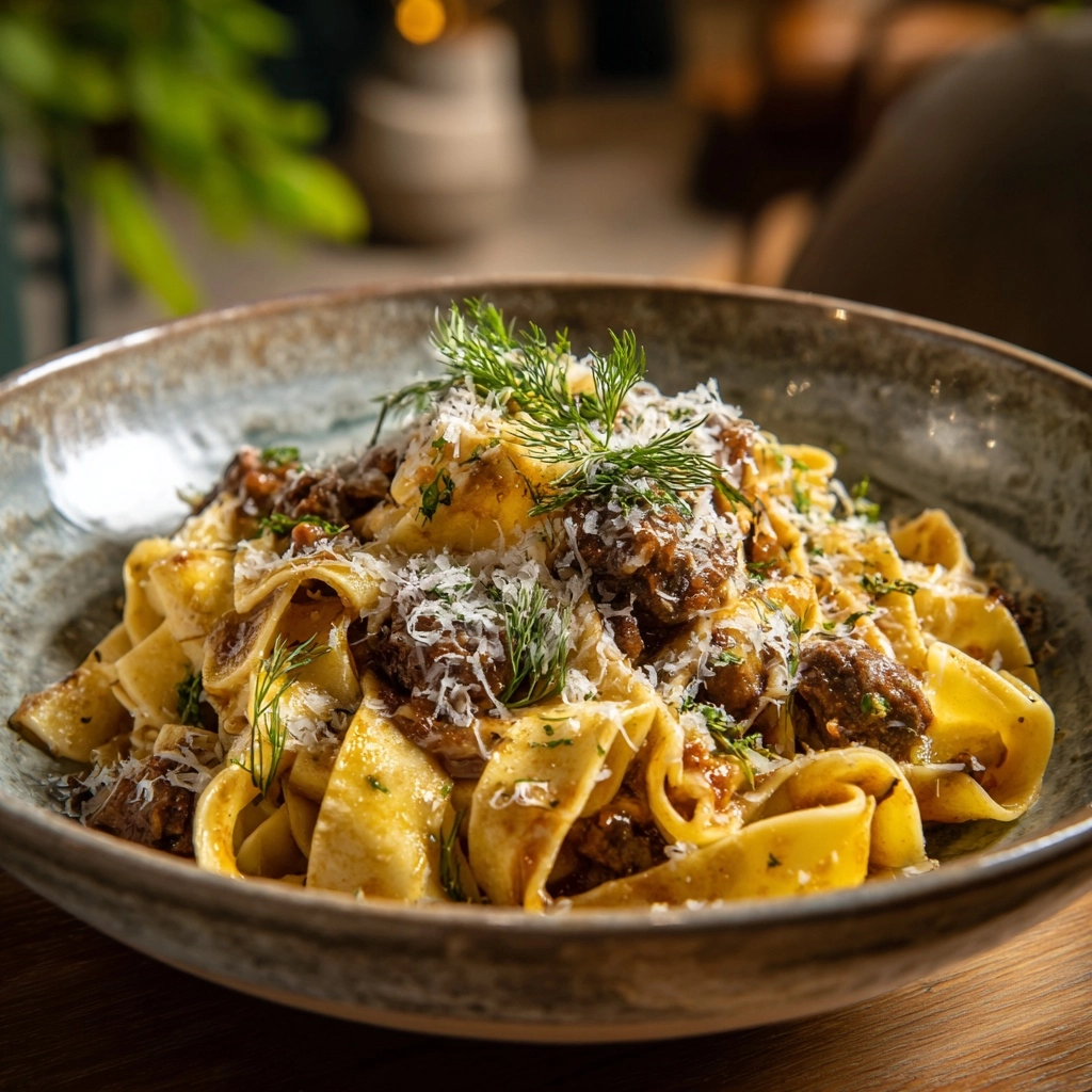 Creamy Calabrian Chili Pappardelle with Beef Sausage & Fennel Recipe - Recipe Image
