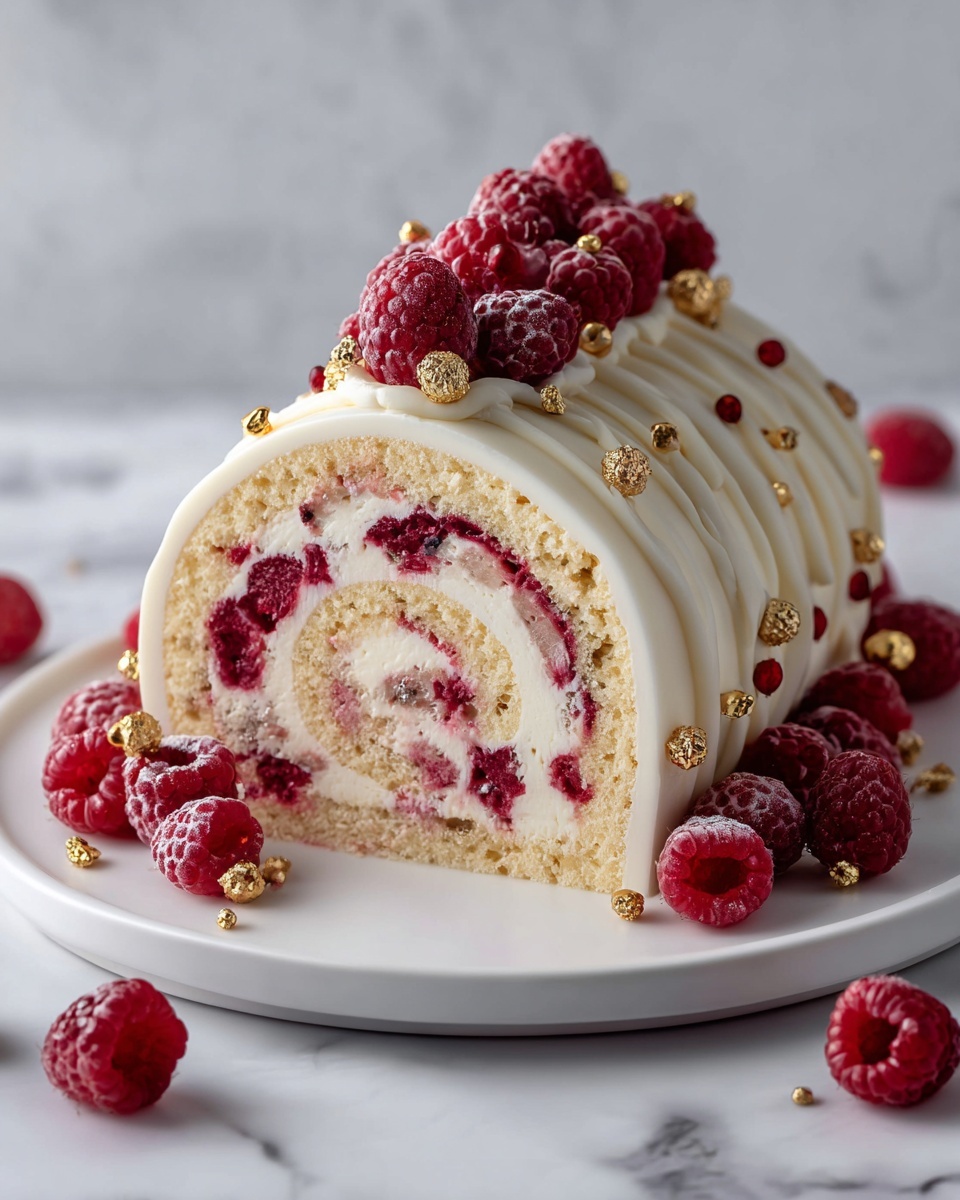 Luxurious Pink Raspberry Cheesecake Roll Cake Recipe - Recipe Image