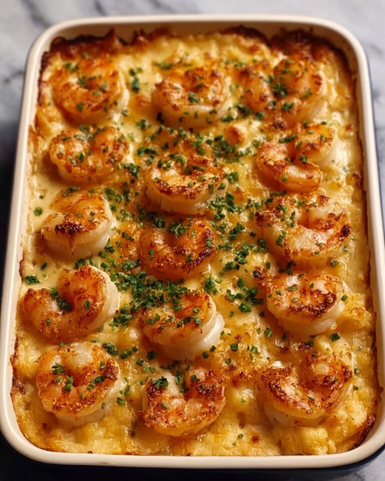 Creamy Shrimp Casserole with Cheddar and Crispy Breadcrumb Topping Recipe
