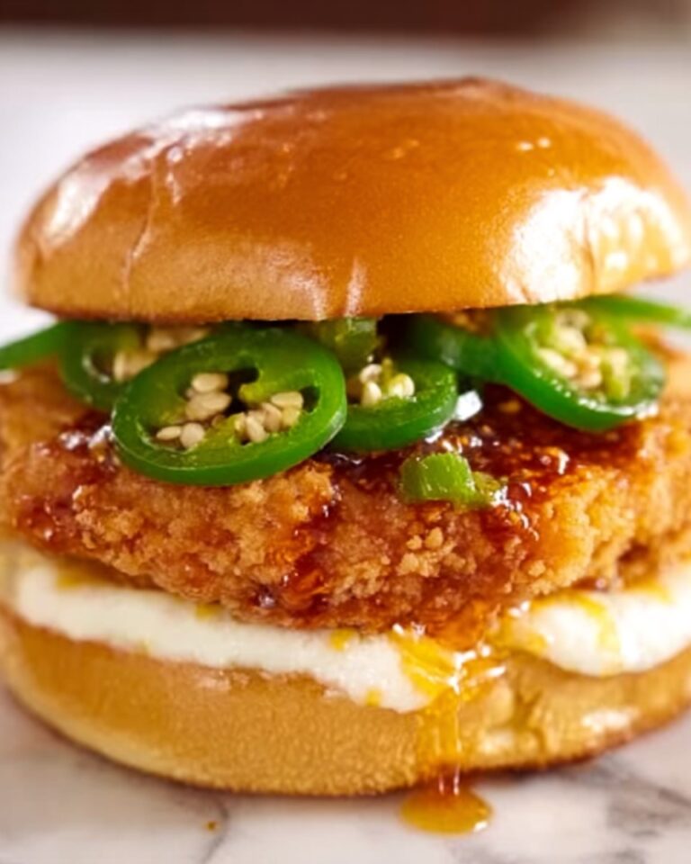 Crispy Fried Chicken Sandwich with Hot Honey and Jalapeños Recipe