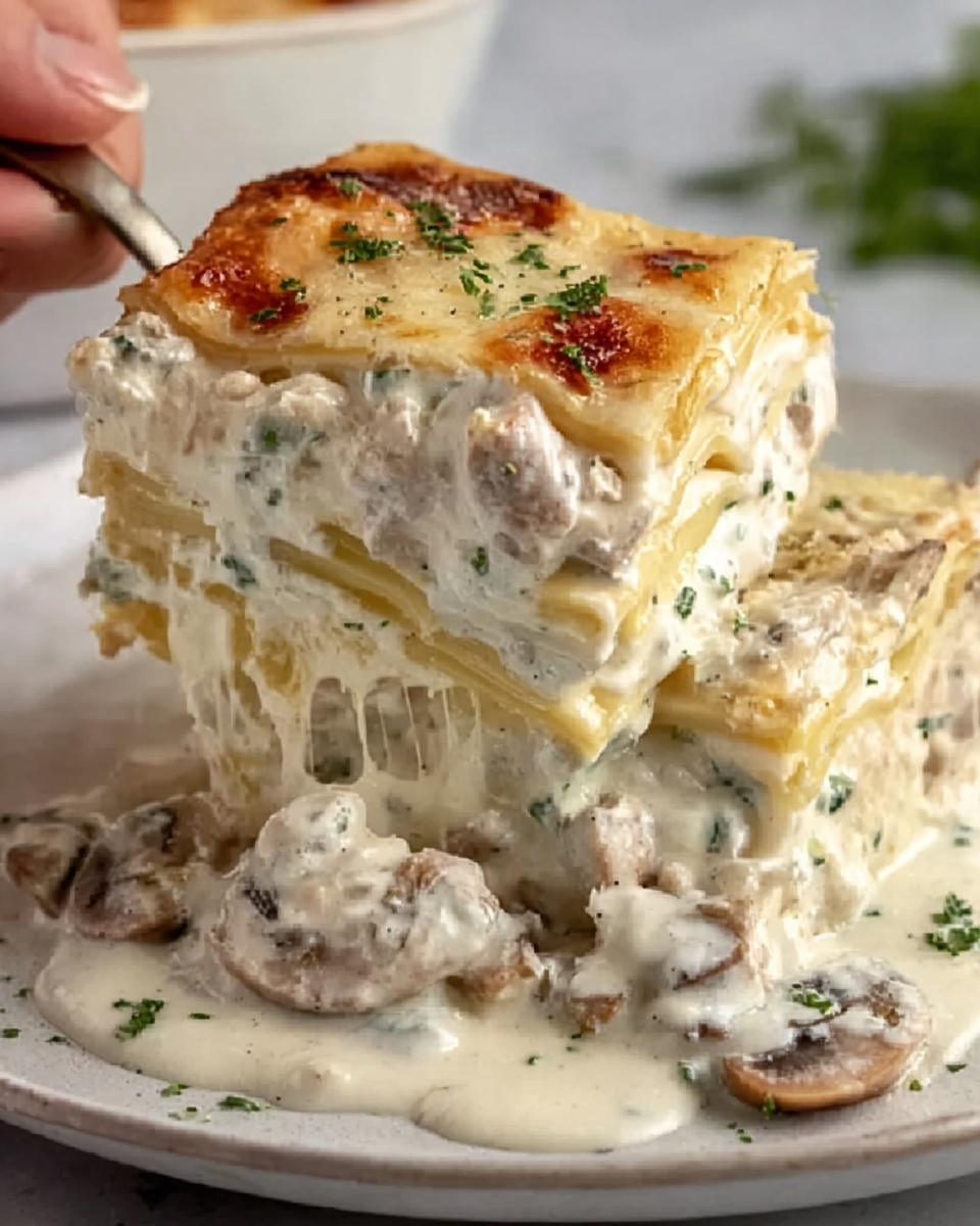 Cheesy Chicken Alfredo Lasagna Recipe - Recipe Image