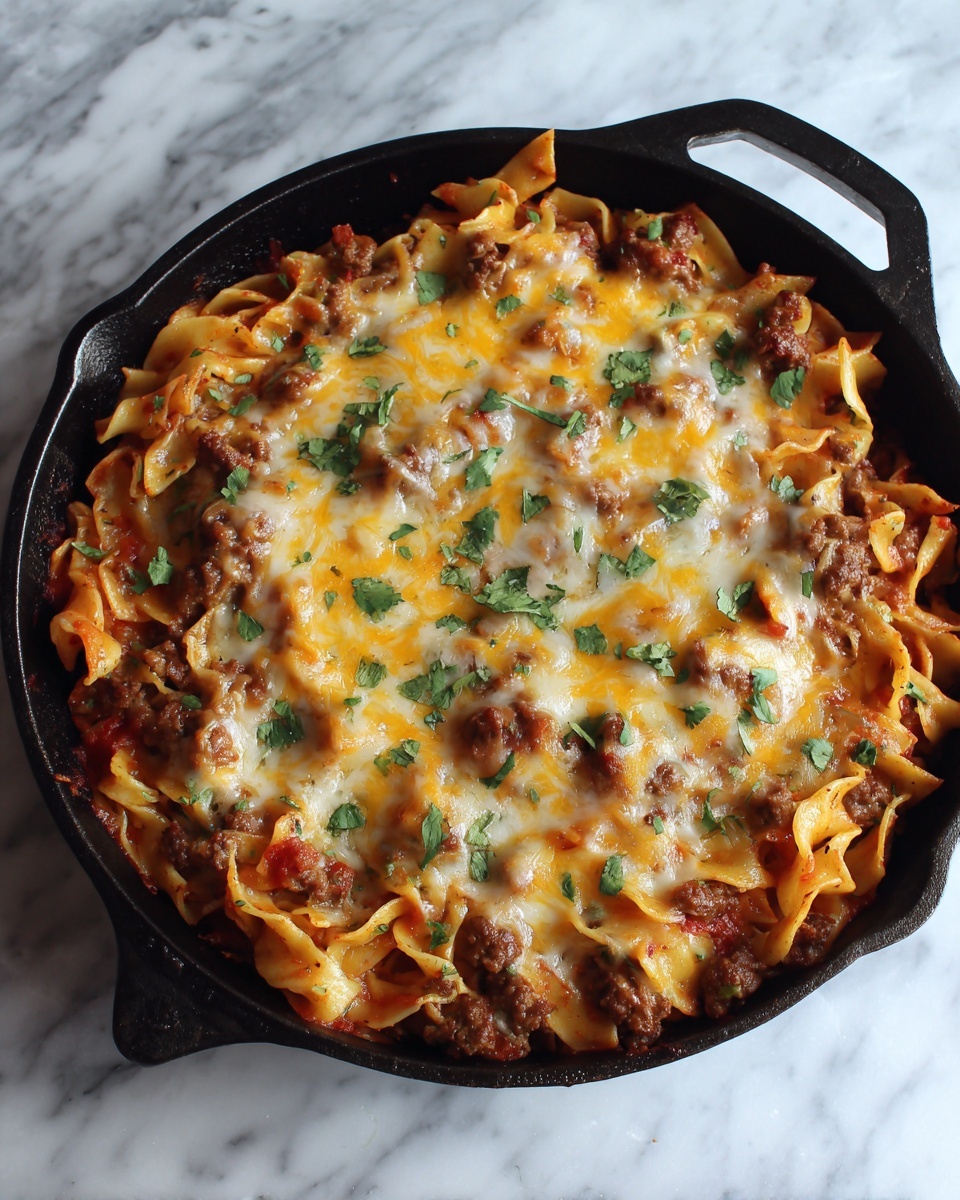 One-Skillet Cheesy Beef and Macaroni Recipe - Recipe Image