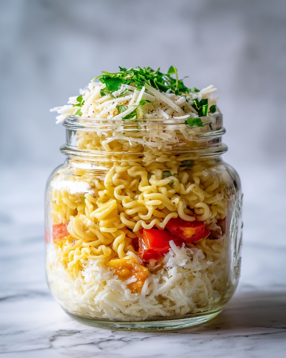 Mason Jar Instant Ramen Noodles with Veggies and Protein Recipe - Recipe Image