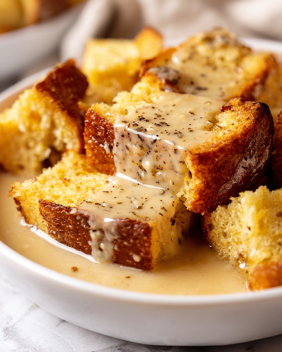 Grandma’s Old-Fashioned Bread Pudding with Vanilla Sauce Recipe - Recipe Image