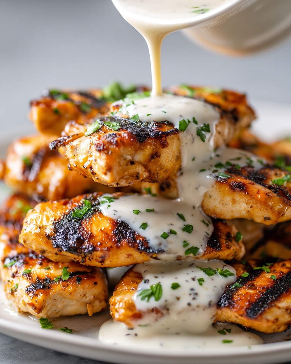 Grilled Chicken Bites with Creamy Garlic Sauce Recipe - Recipe Image