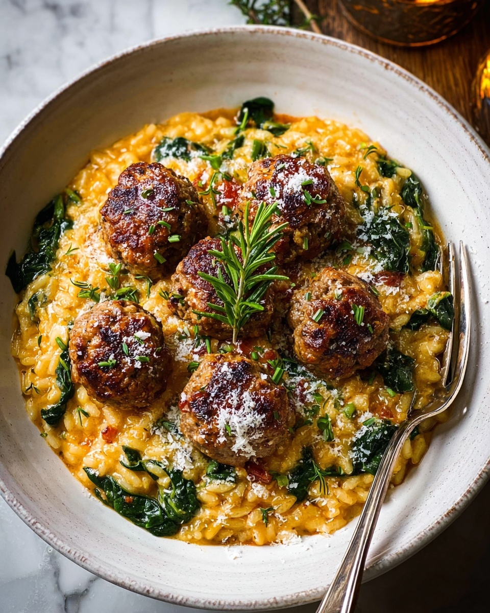 Rosemary Chicken Meatballs in Tomato Orzo Recipe - Recipe Image