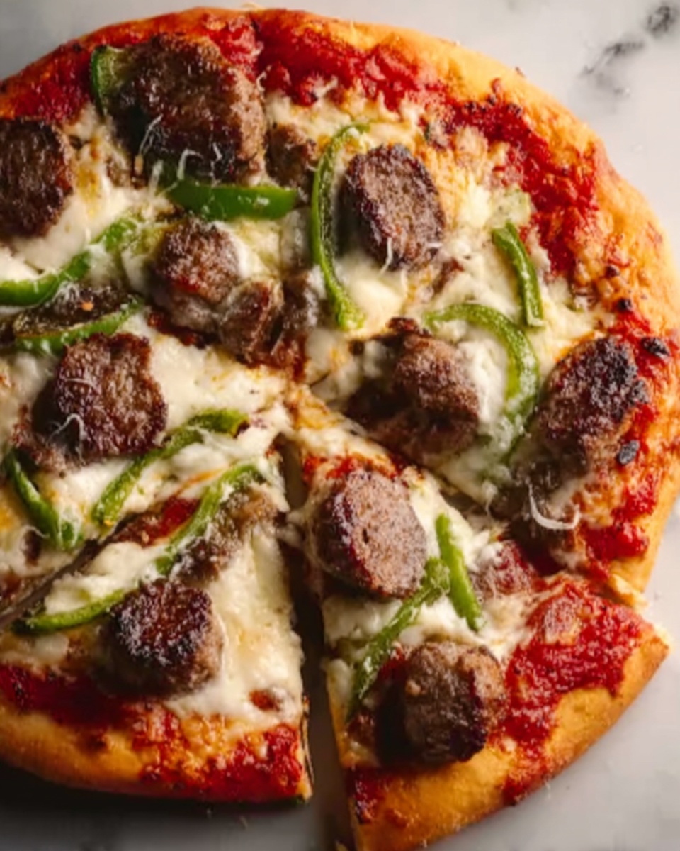 Spicy Sausage and Pepperoncini Thin Crust Pizza Recipe - Recipe Image