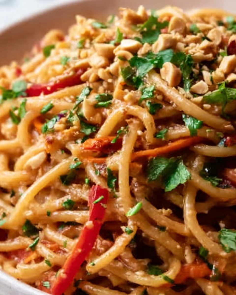 Thai Pasta Salad with Peanut Dressing Recipe - Recipe Image