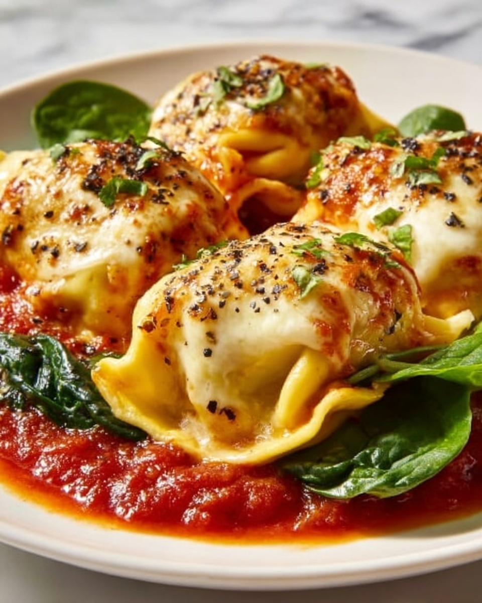 Baked Cheese Tortellini with Spinach and Marinara Recipe - Recipe Image