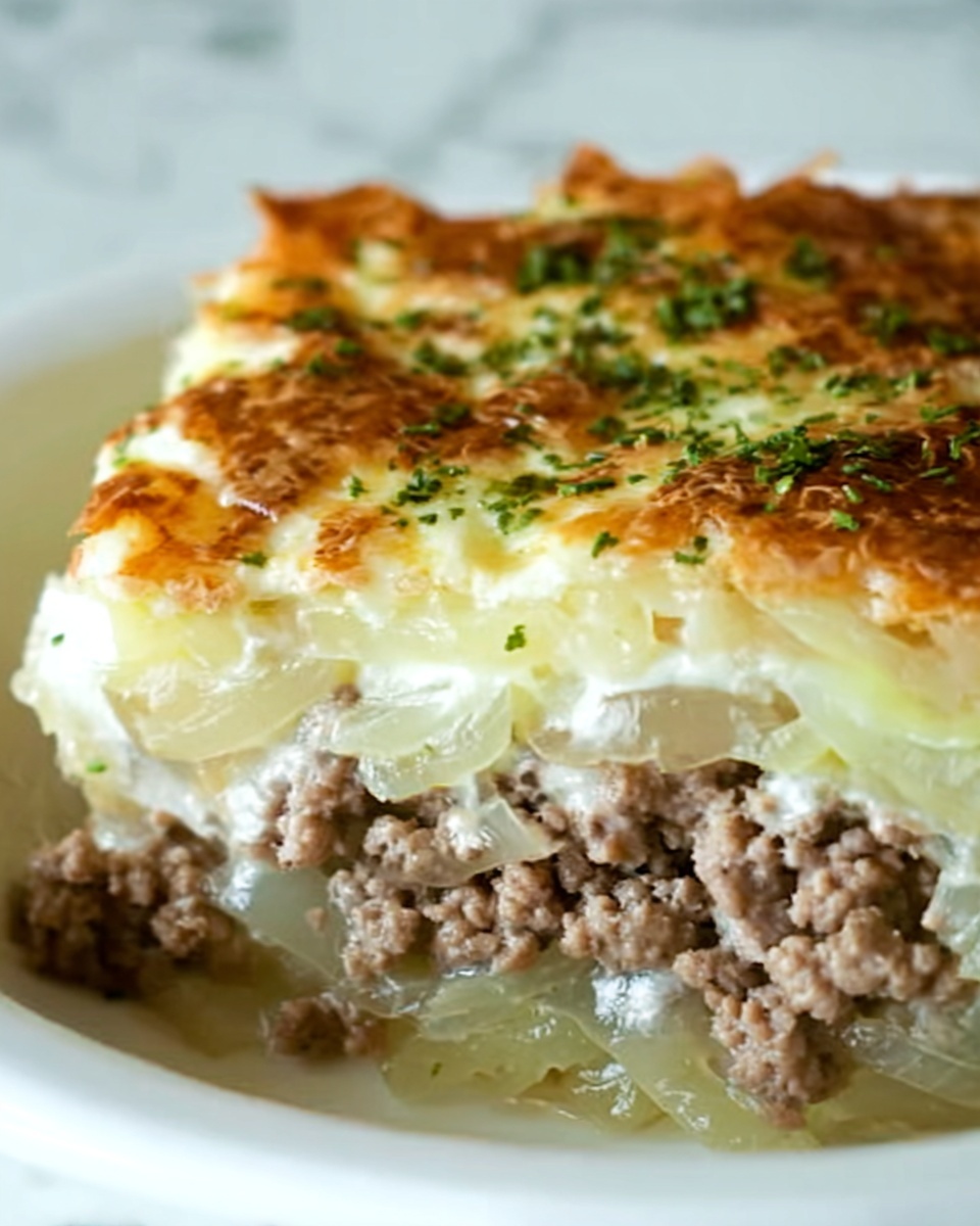 Beef and Sauerkraut Casserole with Cheddar and Cream Cheese Recipe - Recipe Image