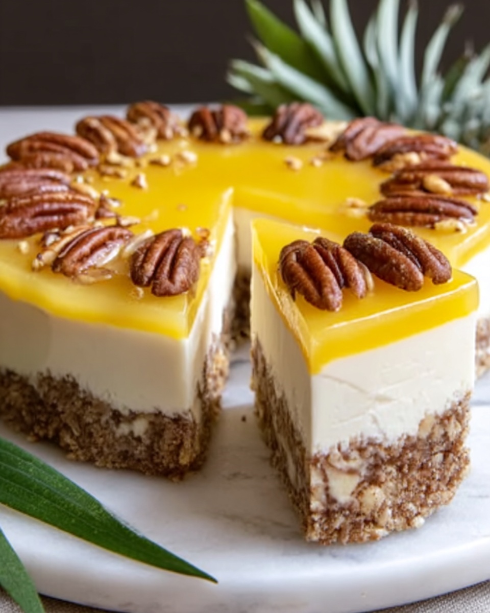 White Chocolate Pineapple Pecan Cheesecake Recipe - Recipe Image