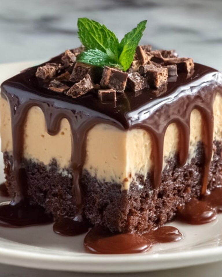Chocolate Poke Cake with Fudge Sauce and Whipped Cream Recipe