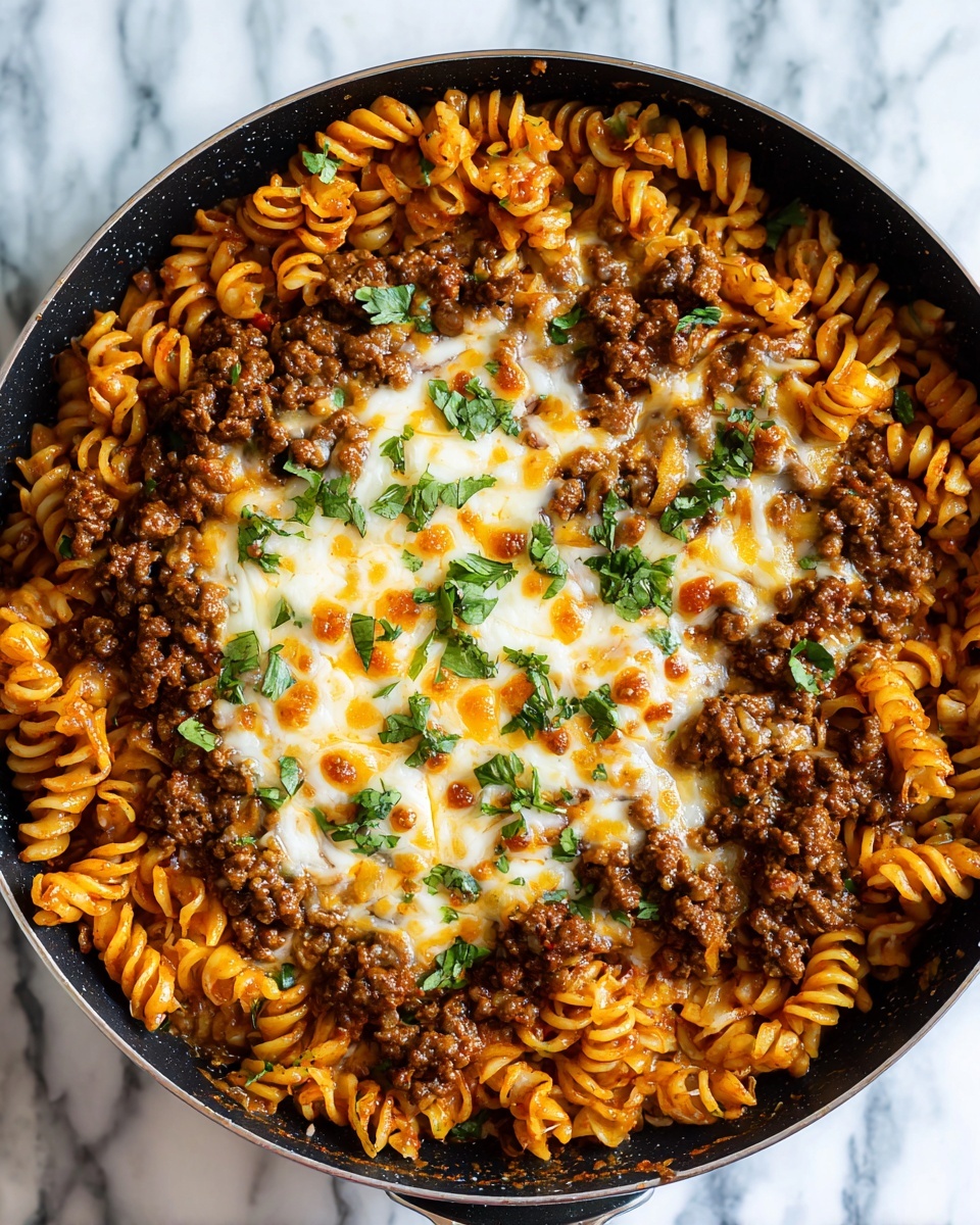 One-Skillet Cheesy Beef and Macaroni Recipe - Recipe Image