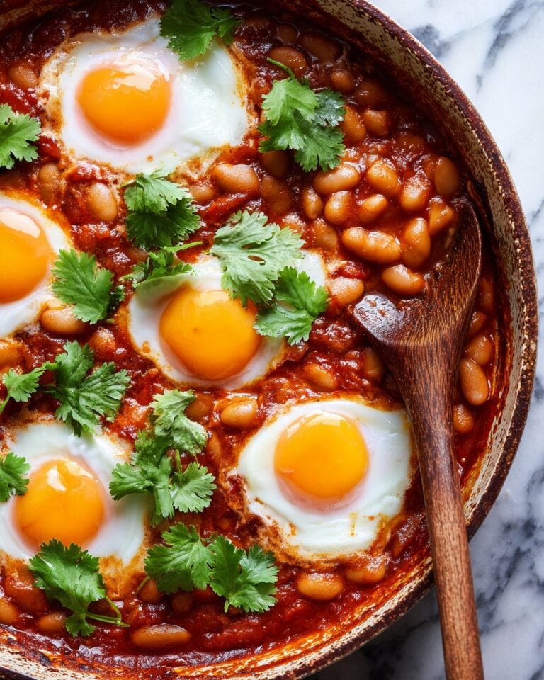 Breakfast Beans and Eggs with Pickled Red Onion and Cilantro Recipe