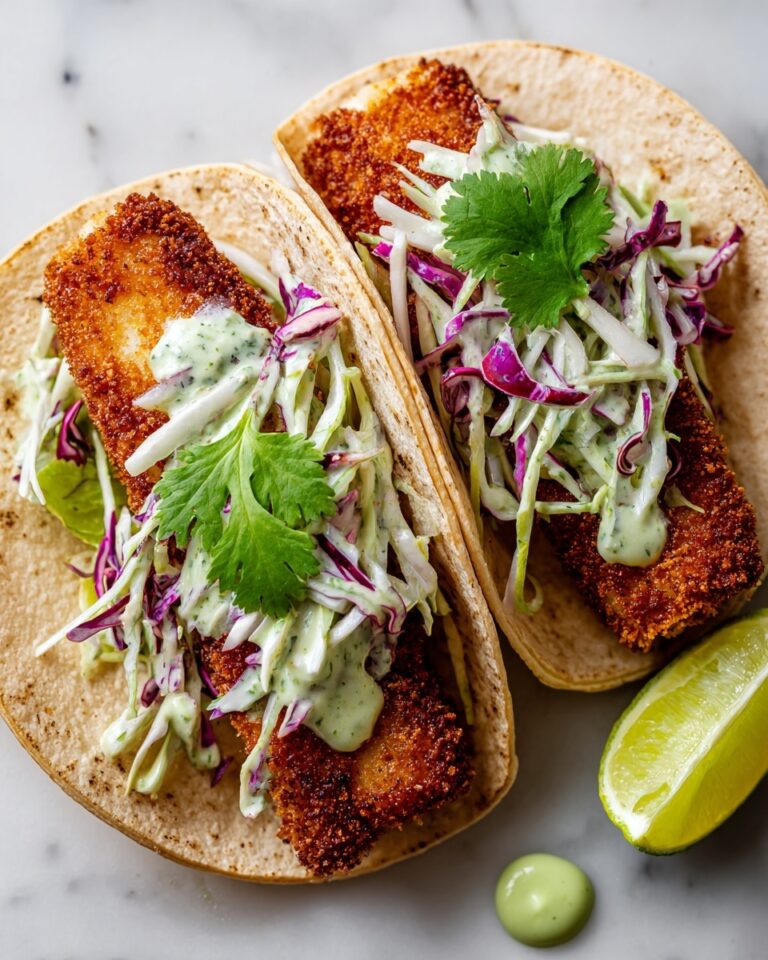 Crispy Fish Tacos with Cabbage Slaw and Lime Sauce Recipe