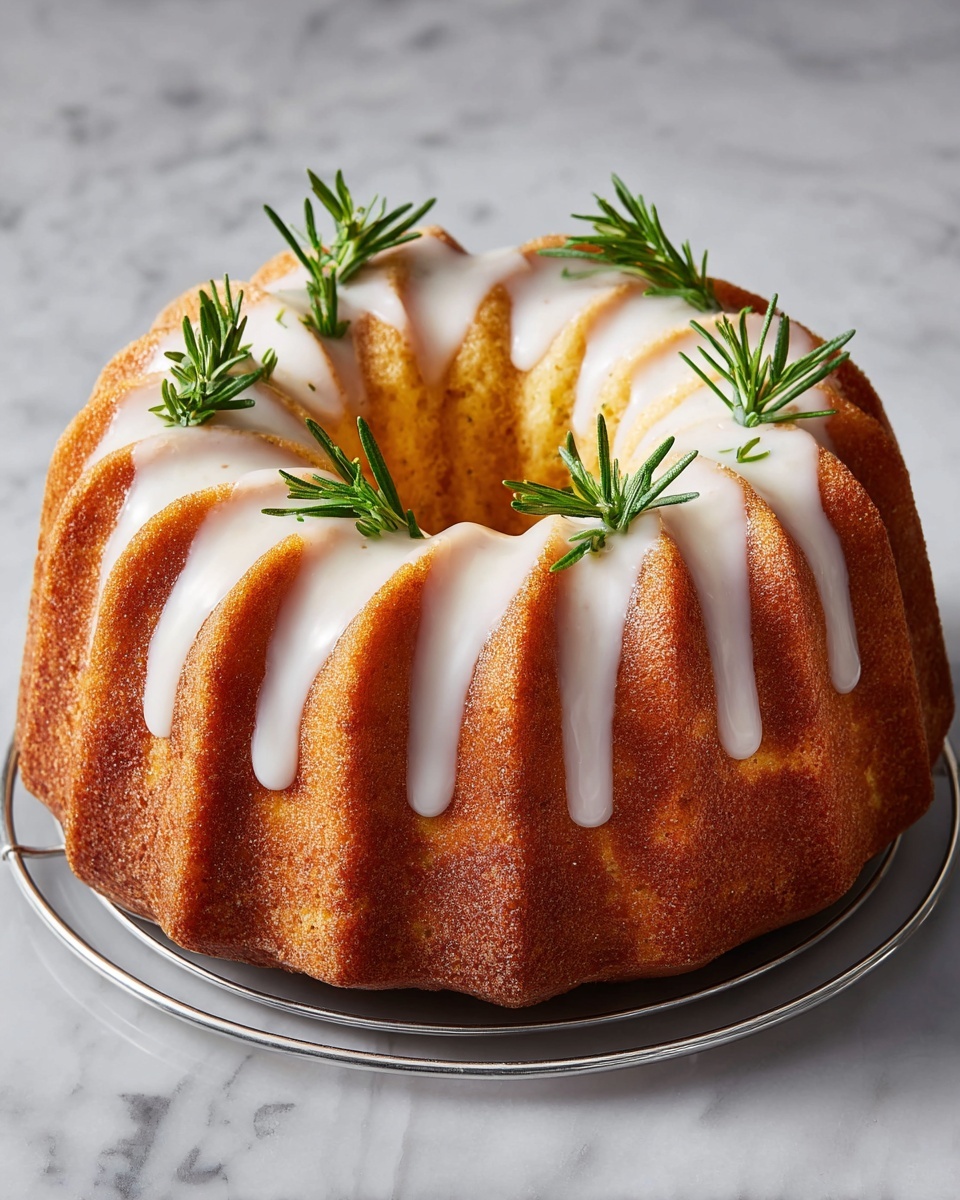 Rosemary-Lemon Bundt Cake with Candied Rosemary Recipe - Recipe Image