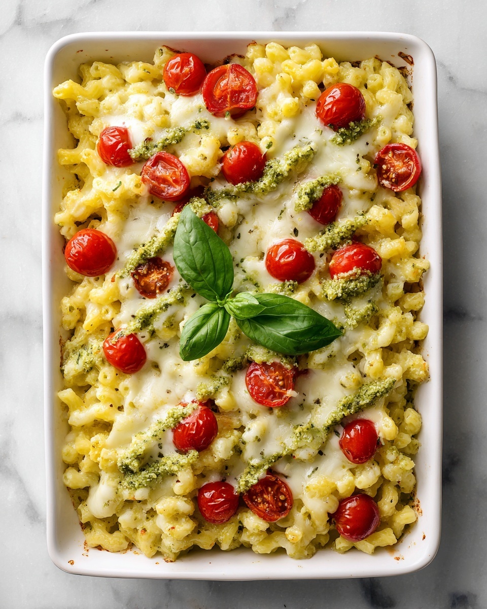 One Pan Caprese Pesto Orzo Bake Recipe - Recipe Image