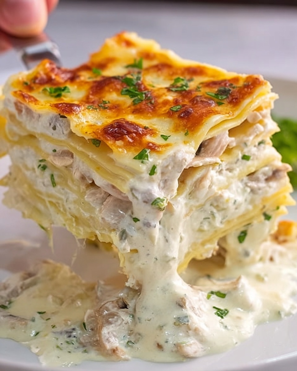 Cheesy Chicken Alfredo Lasagna Recipe - Recipe Image