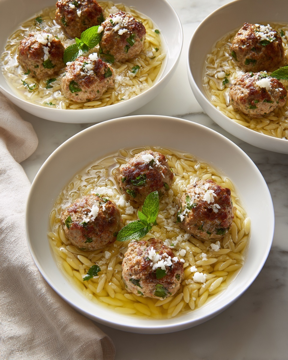 Baked Sage Chicken Meatballs with Parmesan Orzo Recipe - Recipe Image