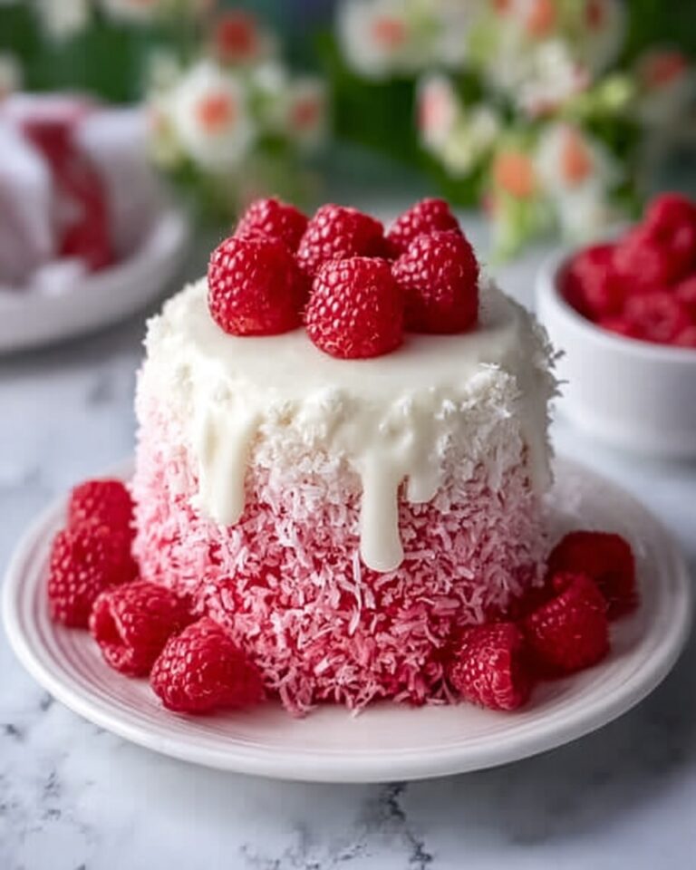 Raspberry Coconut Snowball Cake Recipe