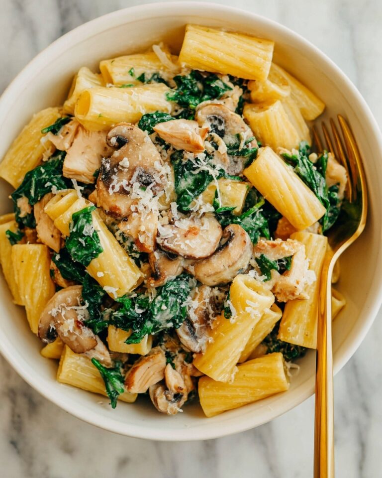 Creamy Parmesan Spinach Mushroom Pasta Recipe