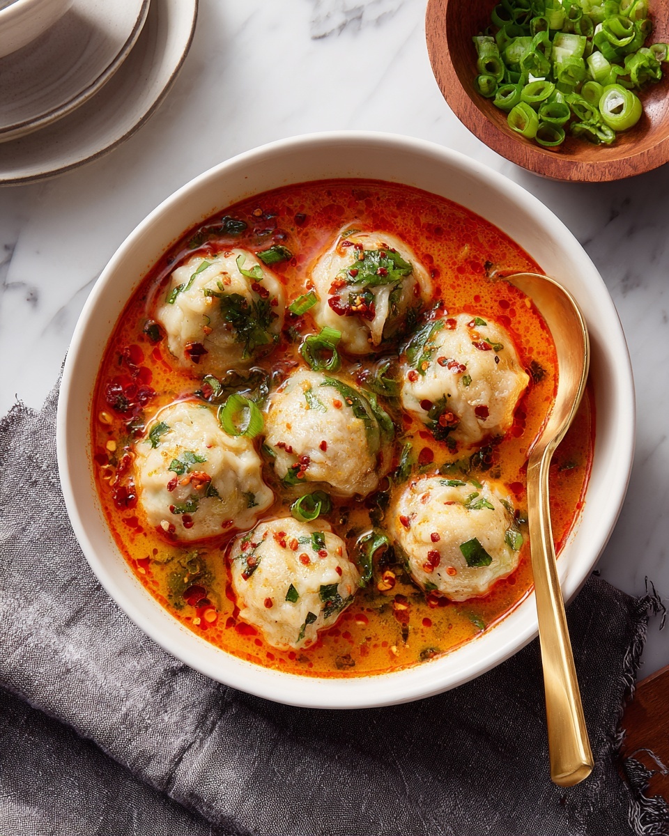 Coconut Curry Soup with Vegan Dumplings and Chili Oil Recipe - Recipe Image