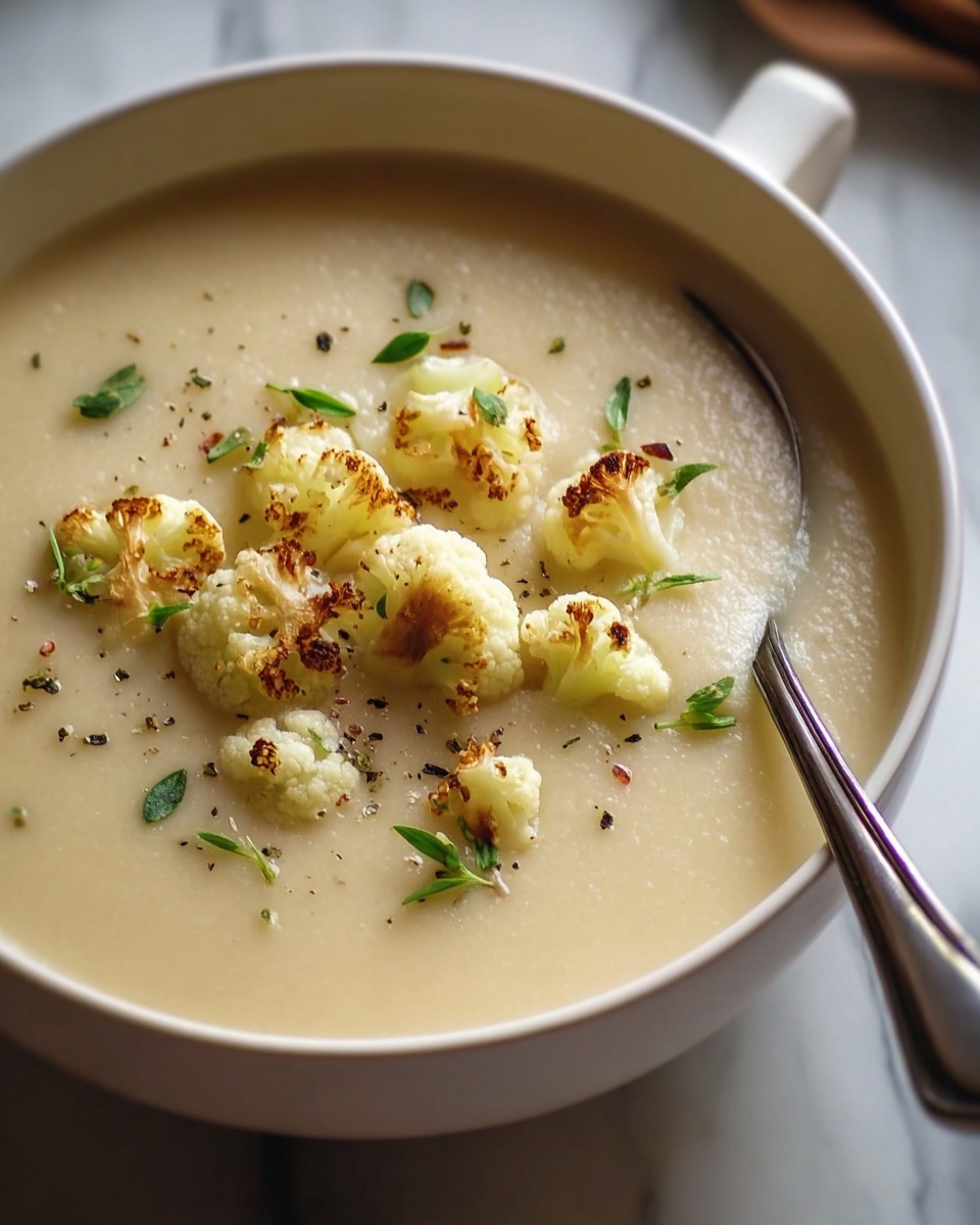Roasted Garlic Cheddar Cauliflower Soup Recipe - Recipe Image
