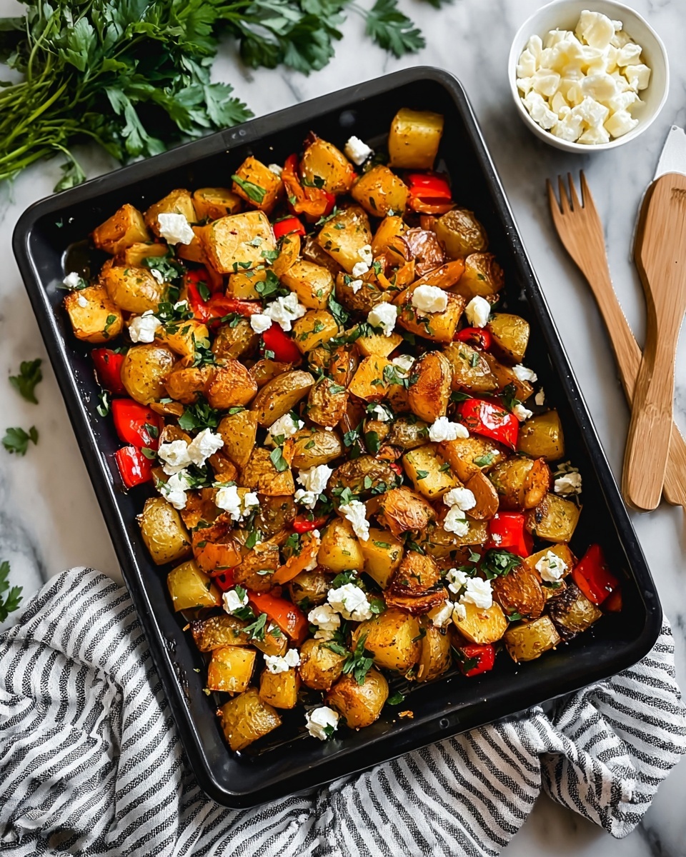 Greek Roasted Potatoes With Peppers & Feta Recipe - Recipe Image