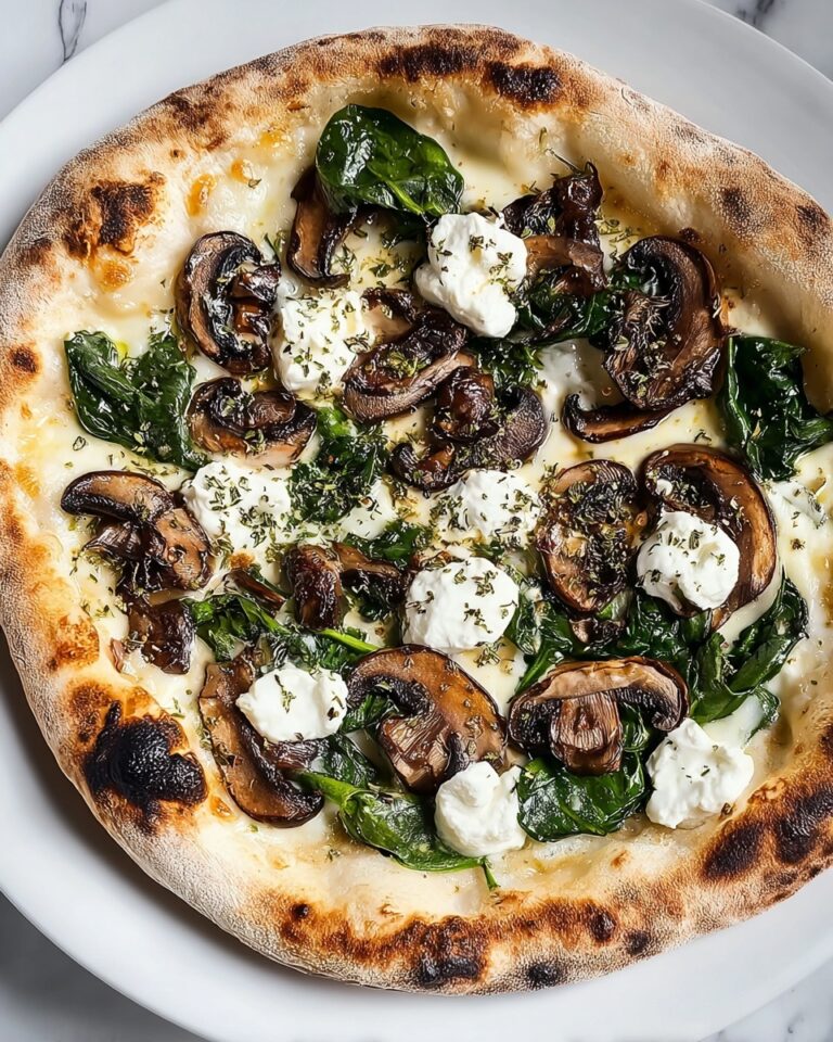 Savory Garlic Mushroom Spinach Homemade Pizza Recipe