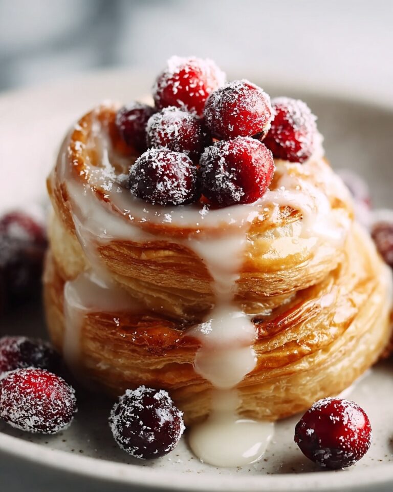 Cream Cheese Danish with Sugared Cranberries and Vanilla Butter Glaze Recipe