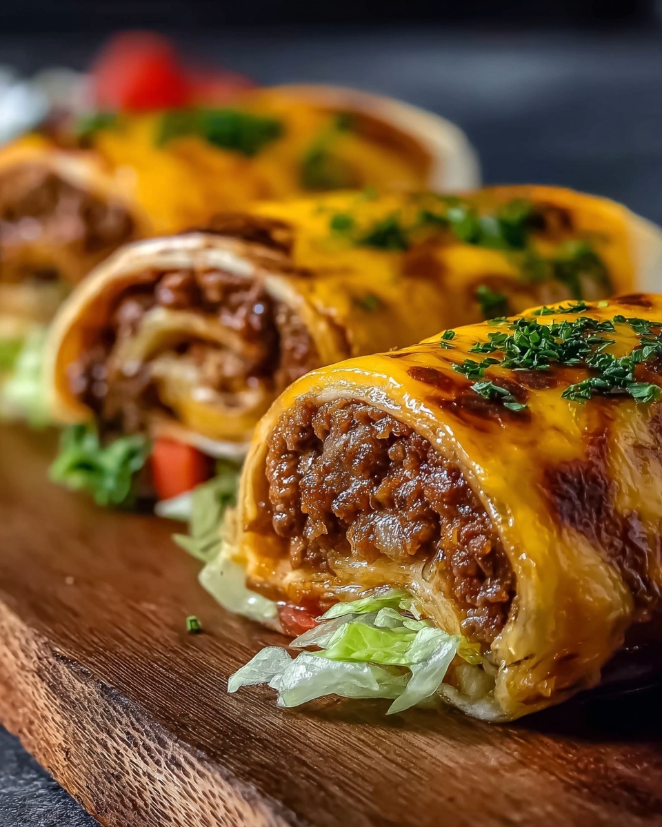 Garlic Butter Beef Cheeseburger Rollups Recipe - Recipe Image