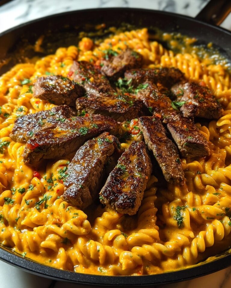 Creamy Cajun Butter Steak Pasta Skillet Recipe