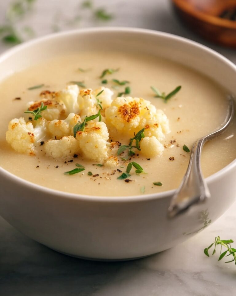 Roasted Garlic Cheddar Cauliflower Soup Recipe